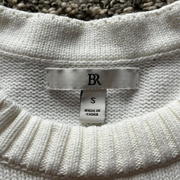 Silk & Cotton Banana Republic Knit Sweater Womens Small White Long Sleeve Top - Picture 2 of 8